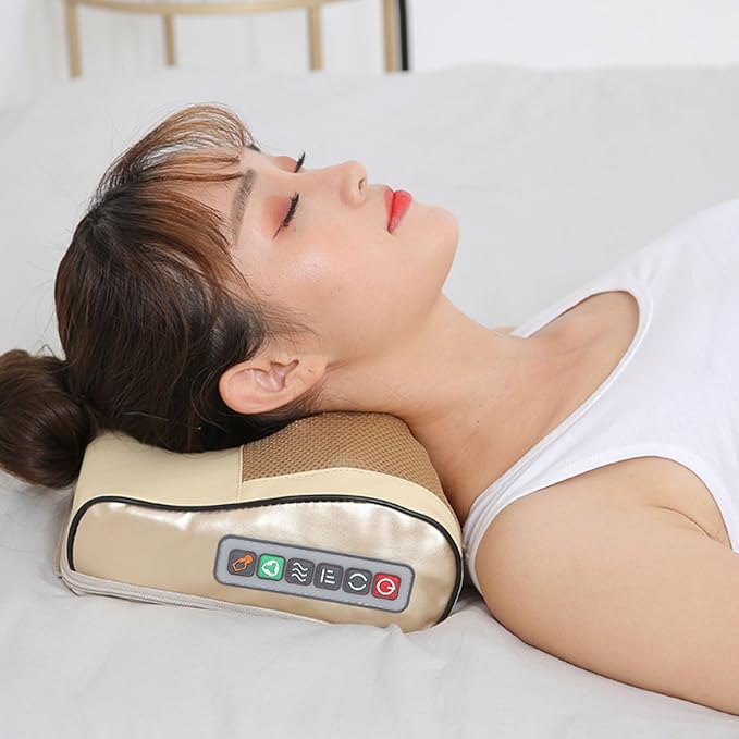Electric Heated Neck Massage Pillow Shiatsu Pain Relief Neck Massager Ergonomic Multifunctional Back Neck Massager